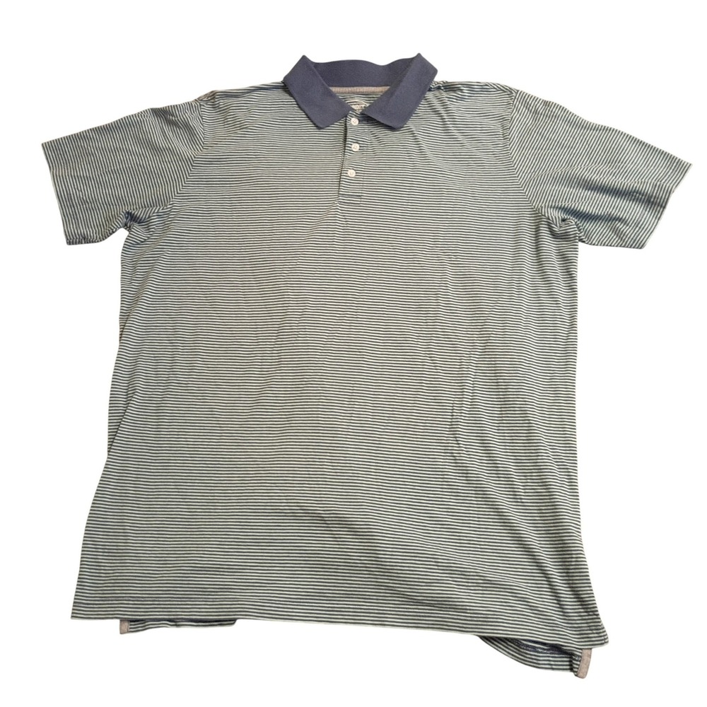 The Foundry Supply Co Polo Shirt Mens 2XLT Blue Green Striped Casual Tall Short